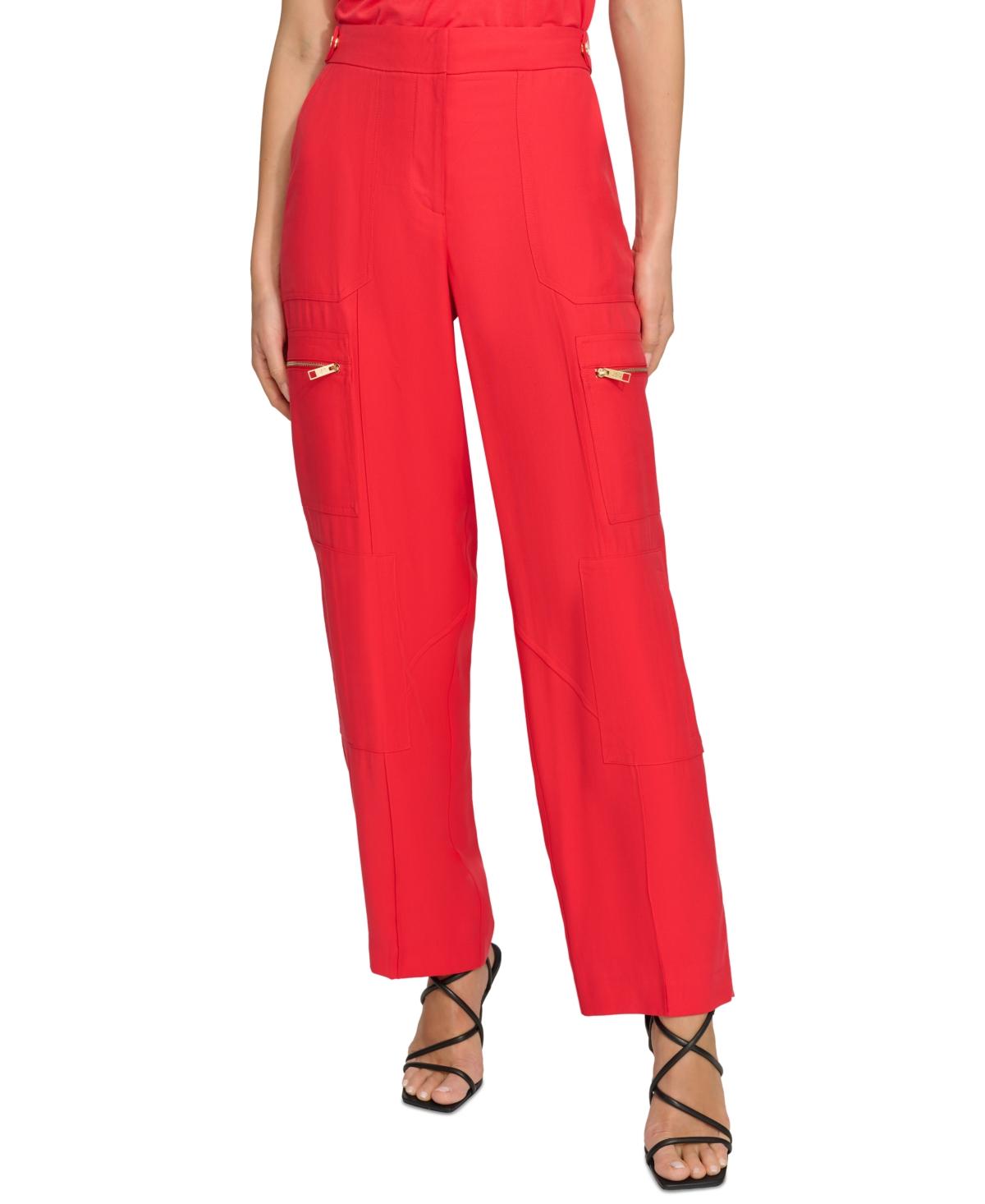 DKNY Frosted Twill Mid Rise Cargo Pants in Red Lyst