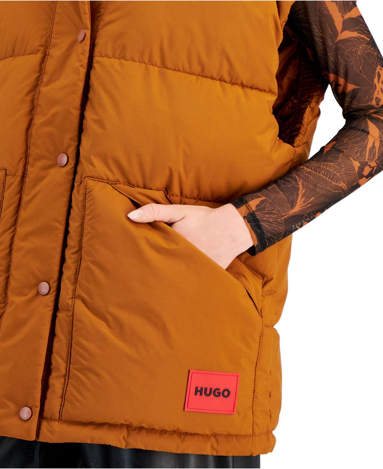HUGO Oversized Puffer Vest in Orange | Lyst