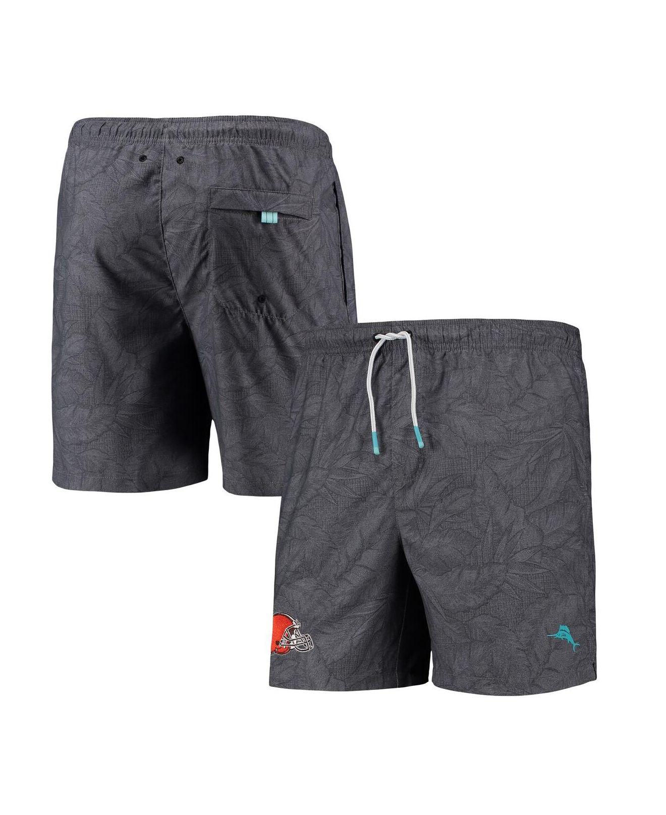 Tommy Bahama Black Cleveland Browns Naples Layered Leaves Swim Trunks