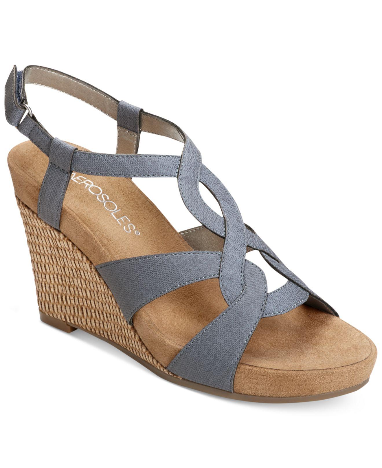 Aerosoles Fabuplush Wedge Sandals In Blue Lyst 