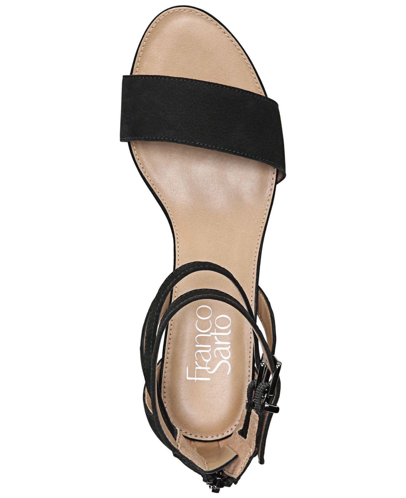 Franco Sarto Danissa Leather Wedge Sandals in Black - Lyst