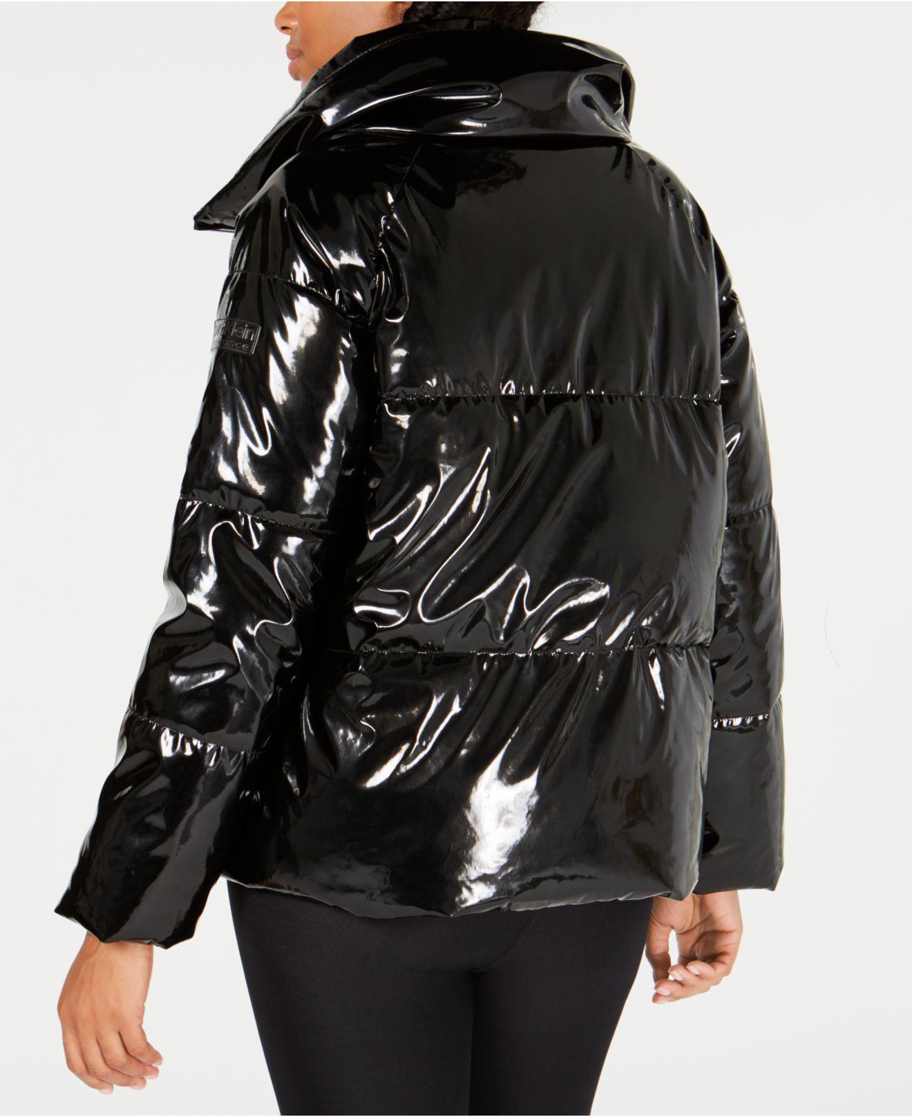 Calvin Klein Performance Shiny Puffer Jacket in Black | Lyst