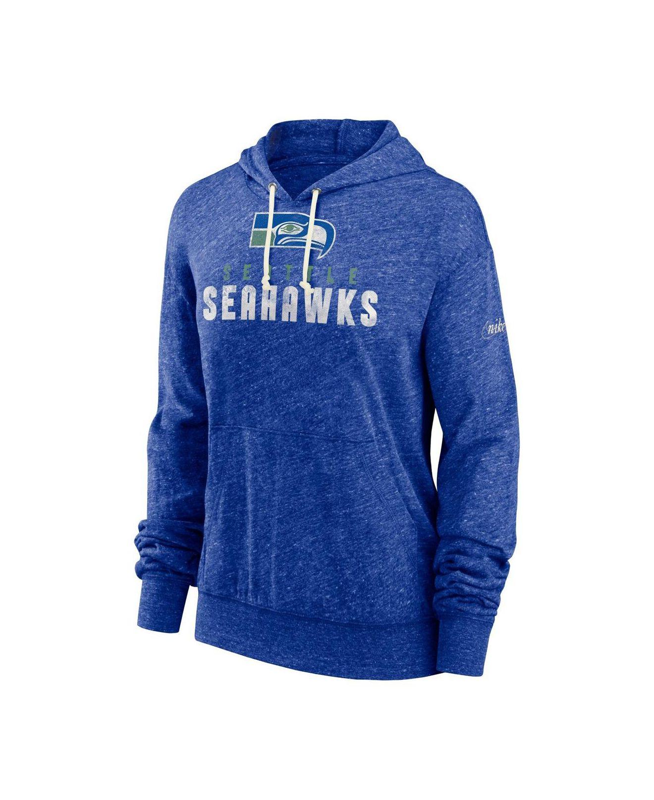 Nike Royal Seattle Seahawks Rewind Gym Vintage-like Pullover Hoodie in Blue