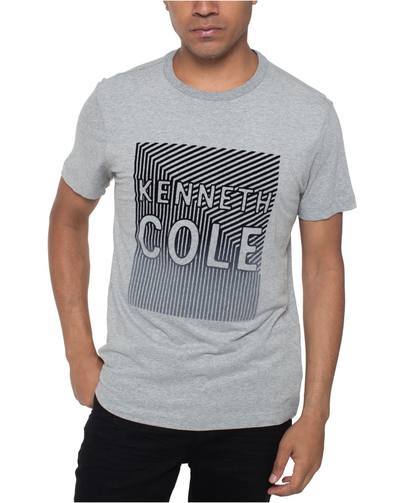 Download Kenneth Cole Cotton Flocked Lines Logo Graphic T-shirt in ...