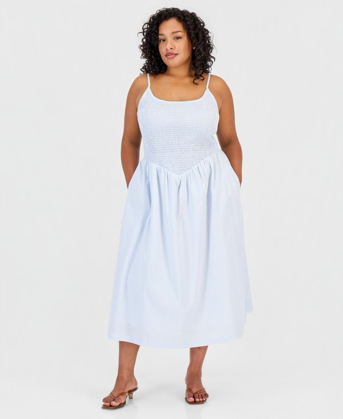 knee length dresses for ladies Ella Rafaella Plus Size Smocked Midi Dress - Black
