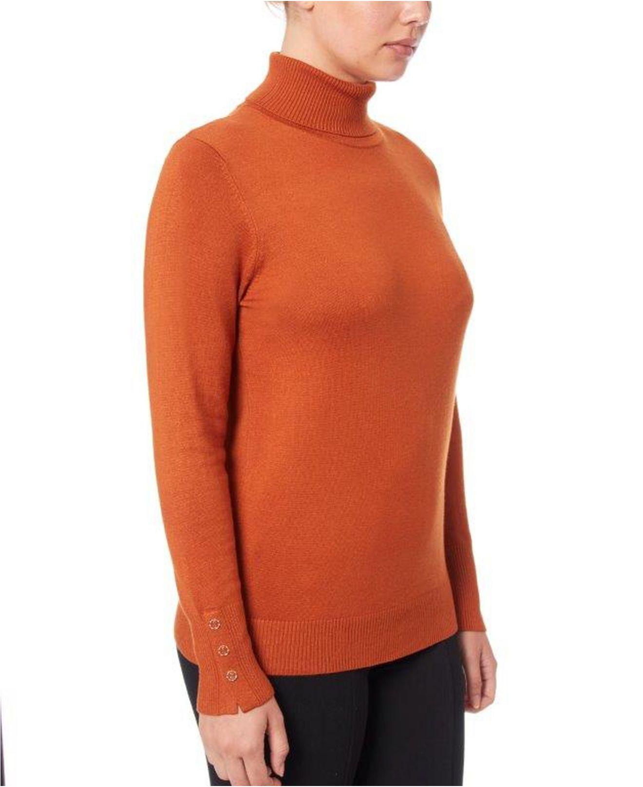 bright orange turtleneck