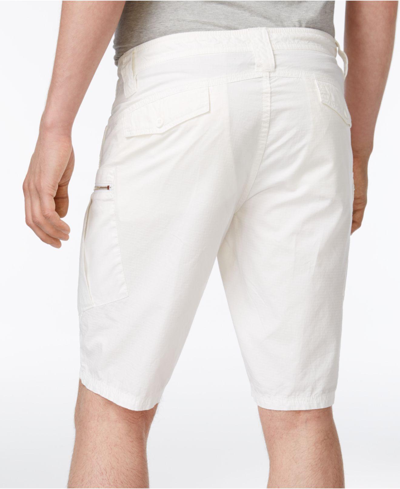 all white cargo shorts