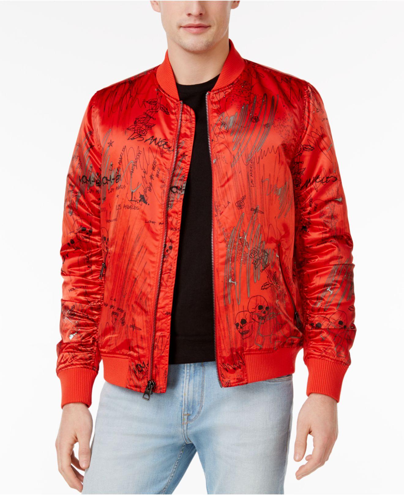 guess red bomber jacket