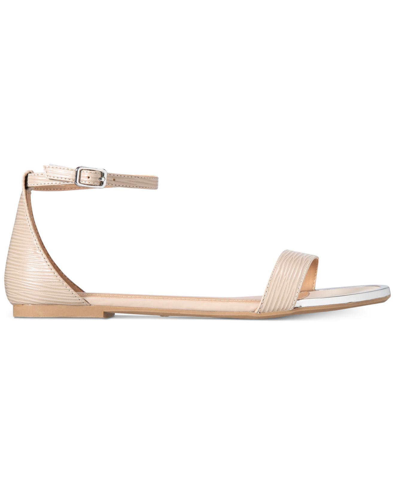 nude flat ankle strap sandals