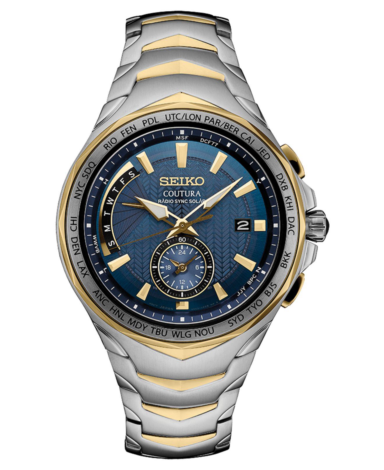 seiko silver tone solar men's watch