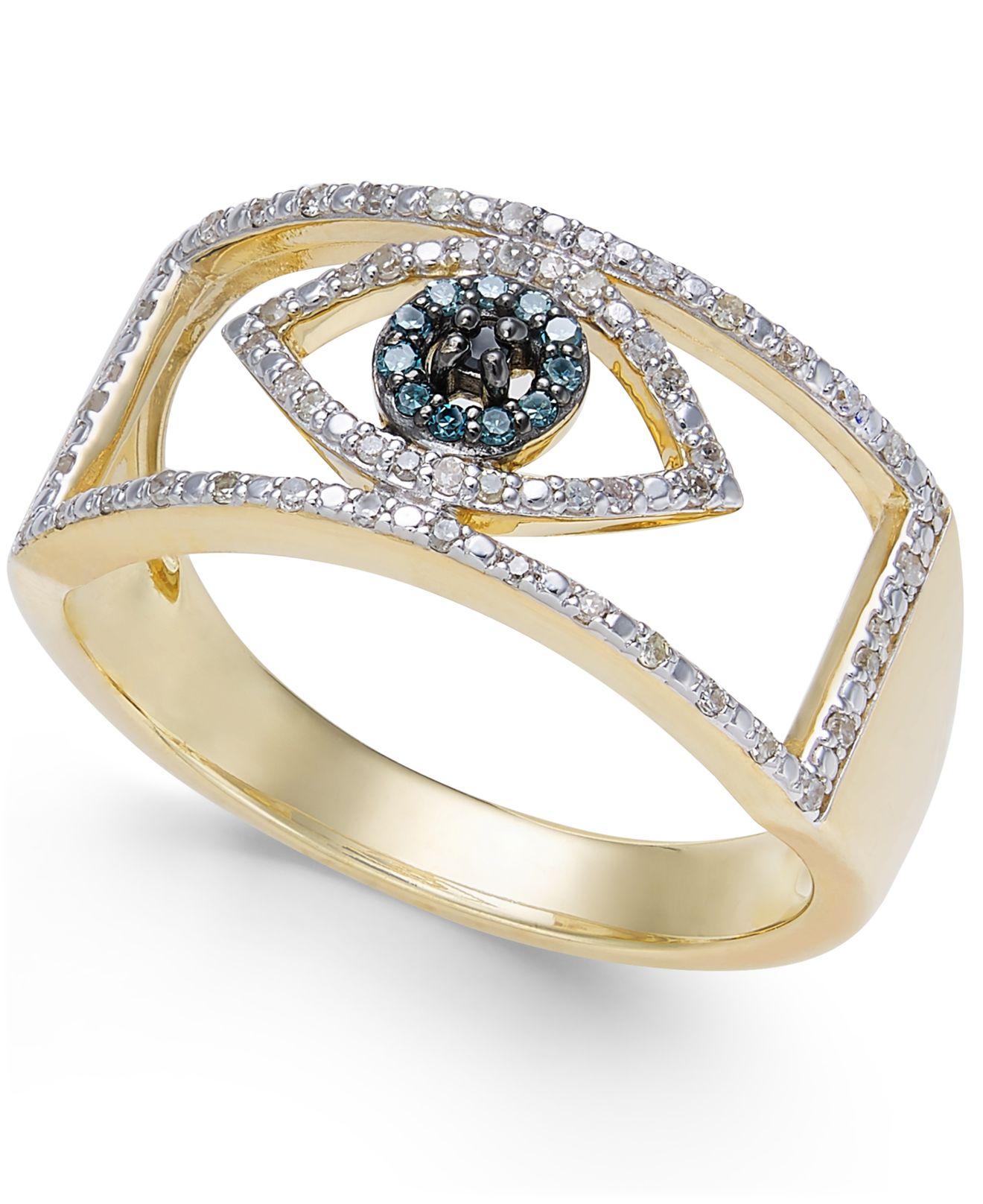 Macy's Diamond Evil Eye Ring (1/6 Ct. T.w.) In 10k Gold in Yellow Gold