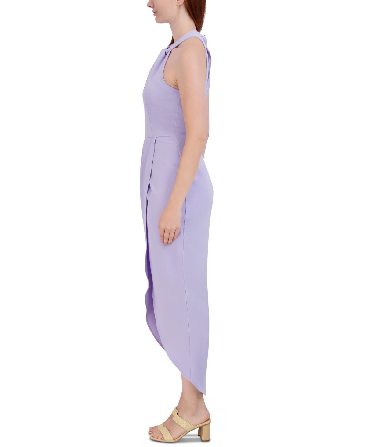 julia jordan knot neck halter dress Julia Jordan Knot Halter Neck Sleeveless Faux Wrap Tulip Hem Midi Dress NWT 6