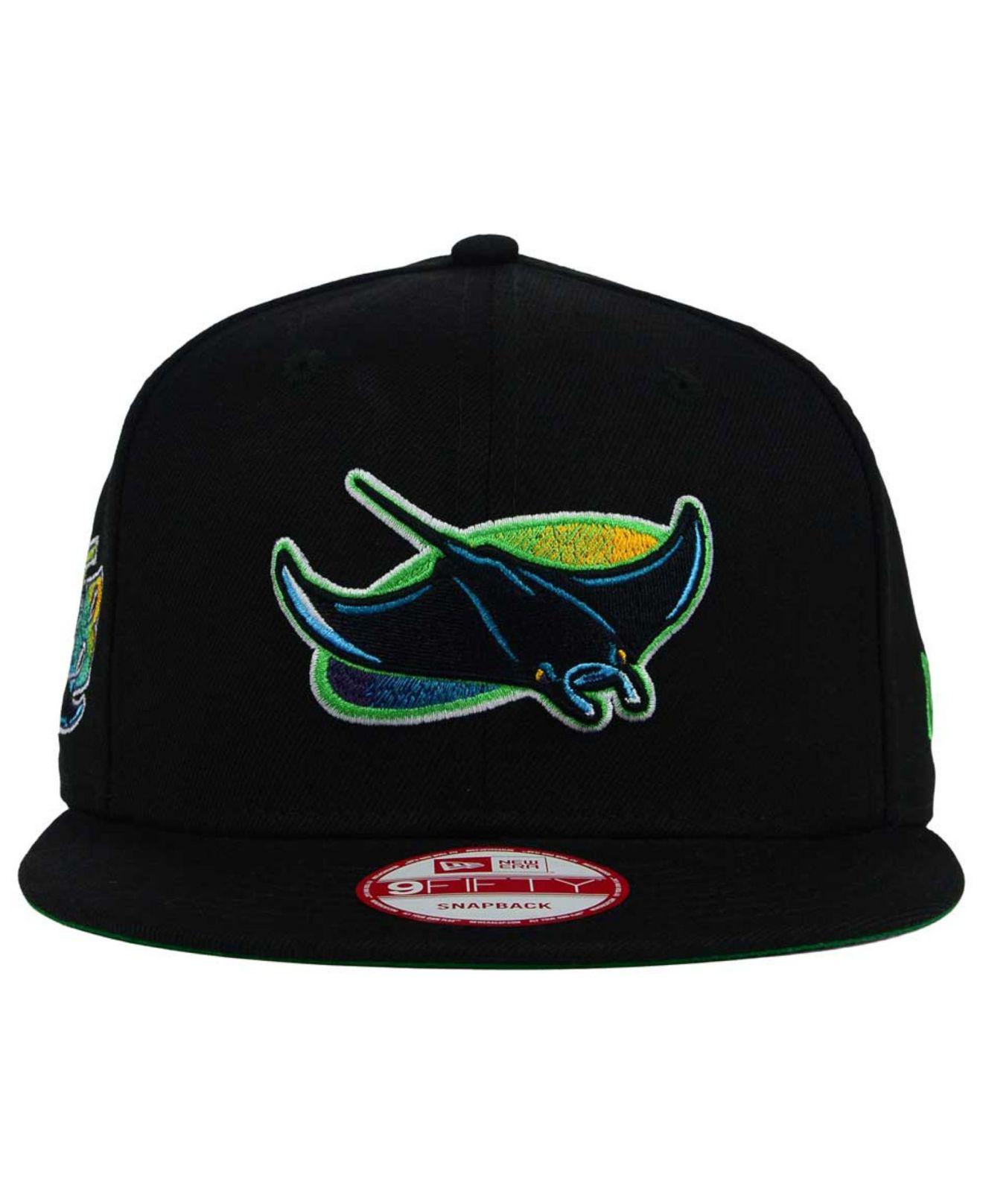 KTZ Tampa Bay Rays 2 Tone Link Cooperstown 9fifty Snapback Cap in Black