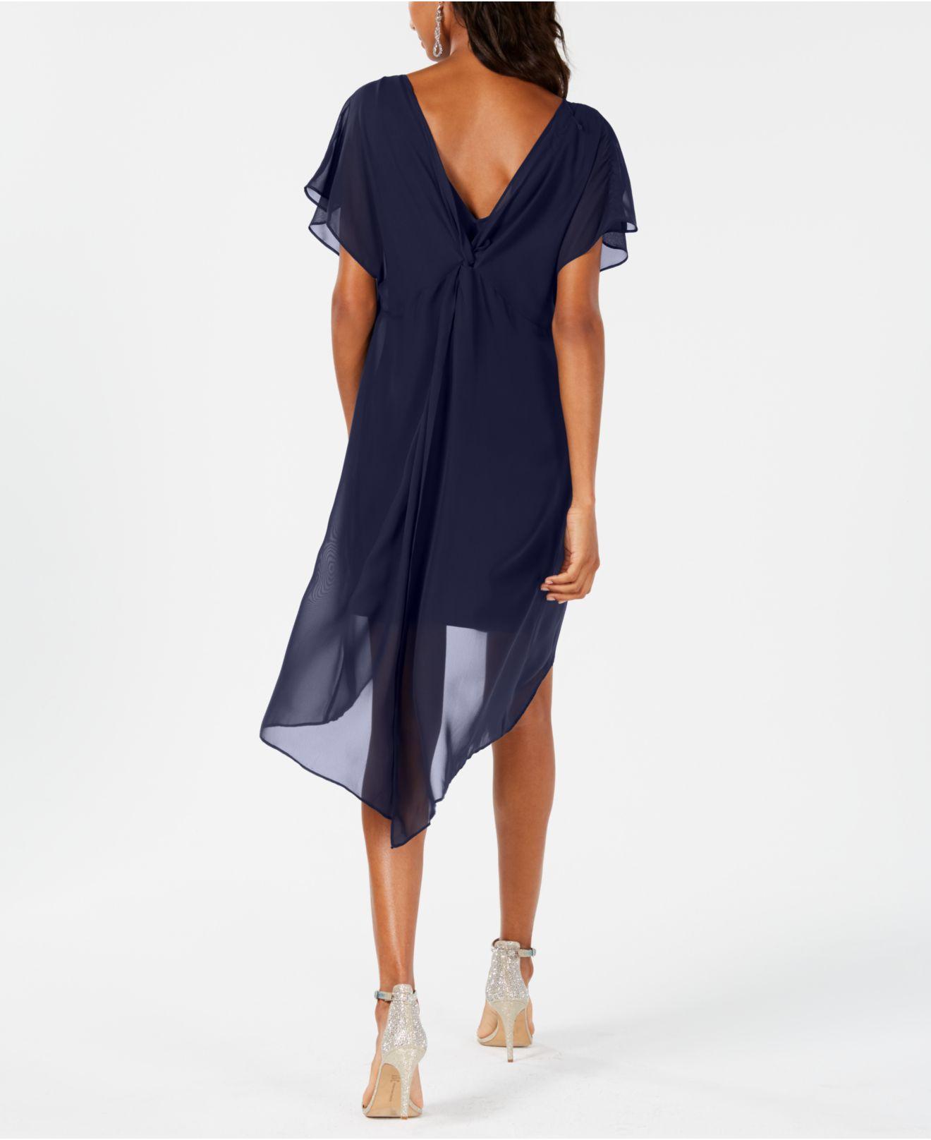 Adrianna Papell Chiffon-overlay A-line Dress in Blue | Lyst