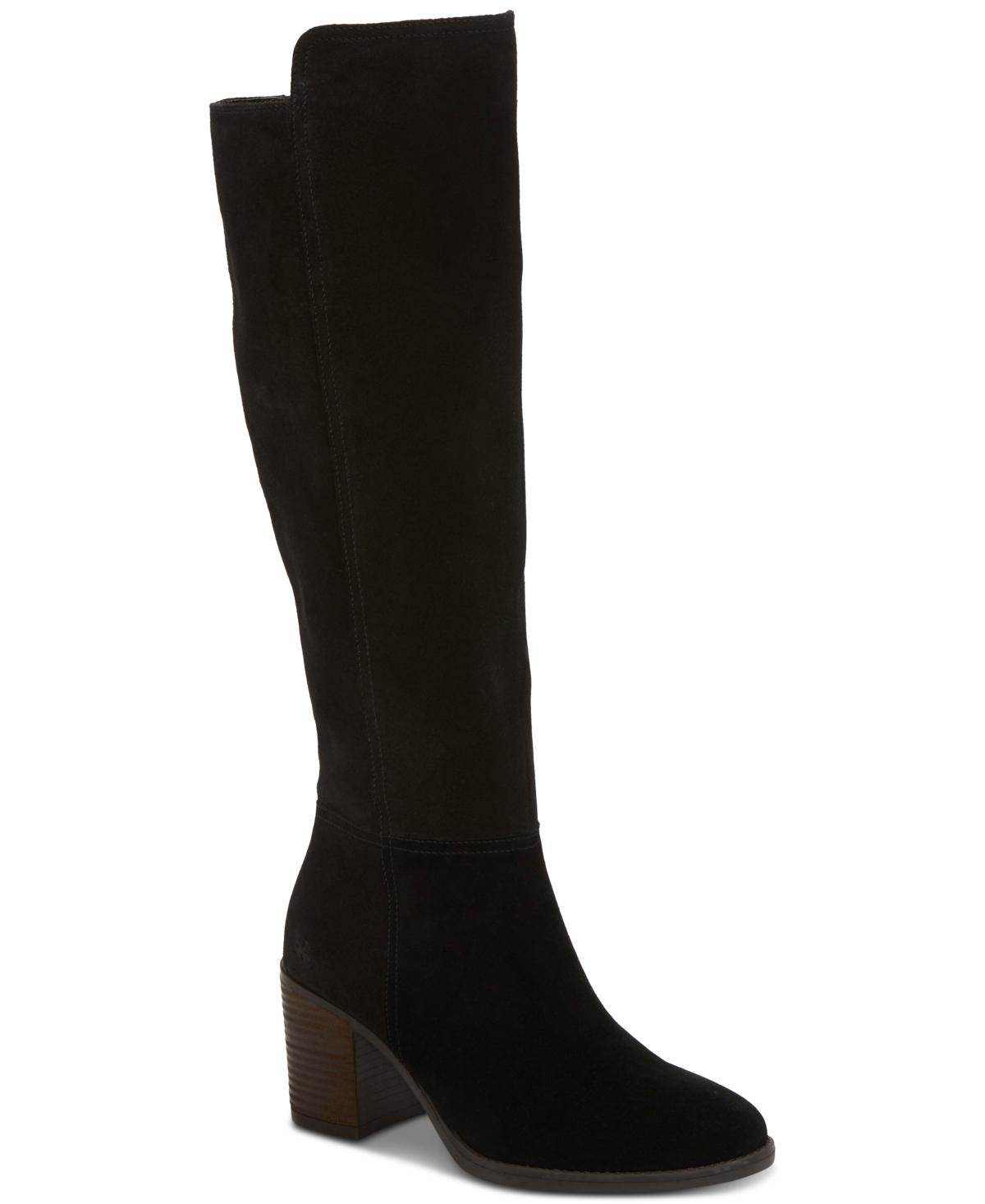 Lucky Brand Bonnay Knee-high Block-heel Boots in Black | Lyst
