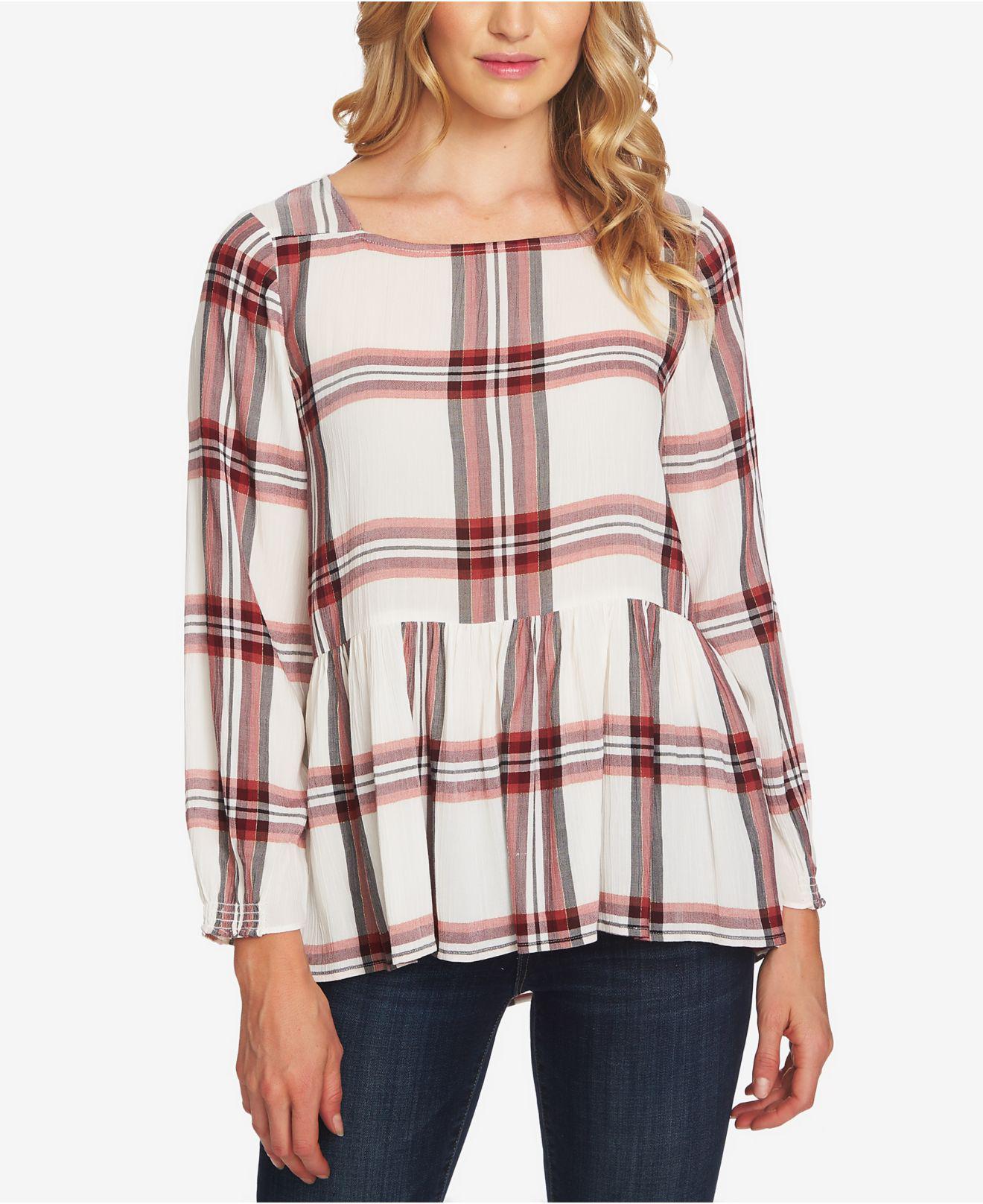 plaid peplum top
