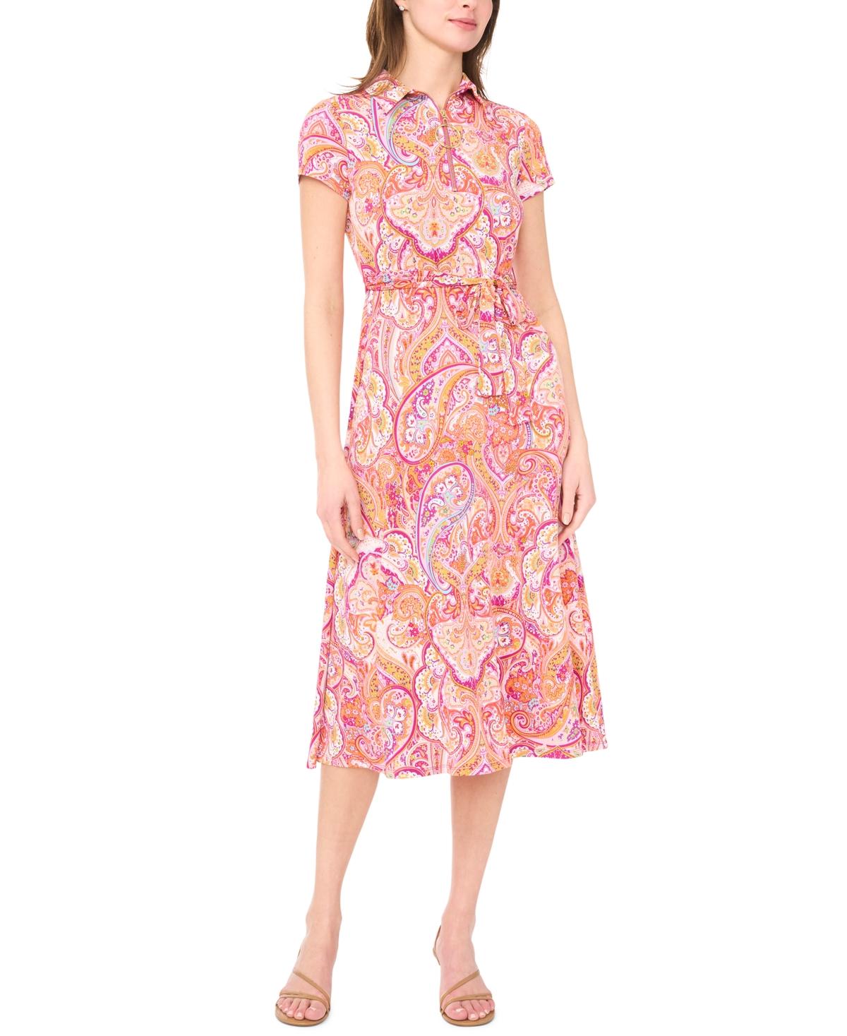 msk short sleeve midi fit flare dress Msk Women's Flutter-Sleeve V-Neck Fit & Flare Dress - Blush
