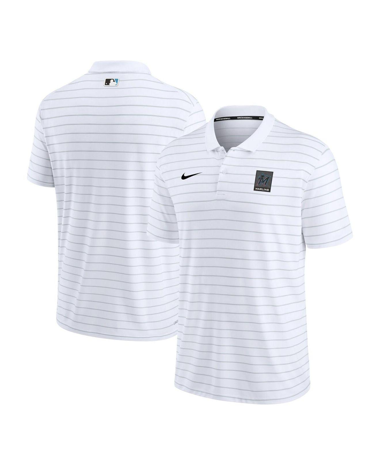 Nike White Miami Marlins Authentic Collection Striped Performance Pique ...