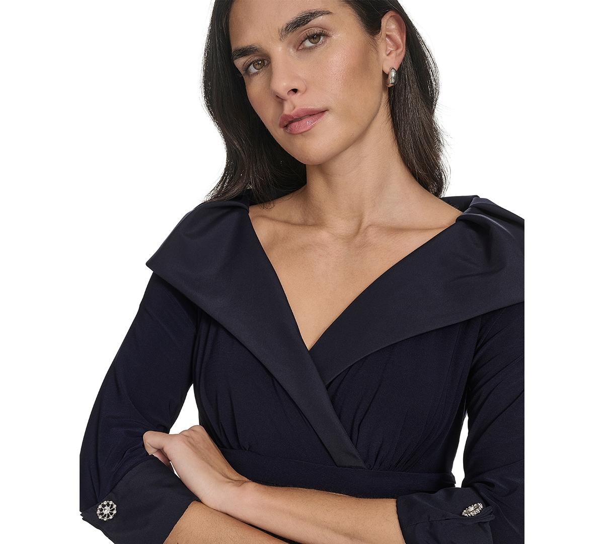 Jessica Howard Mixed-media Fit & Flare Midi Dress in Blue | Lyst