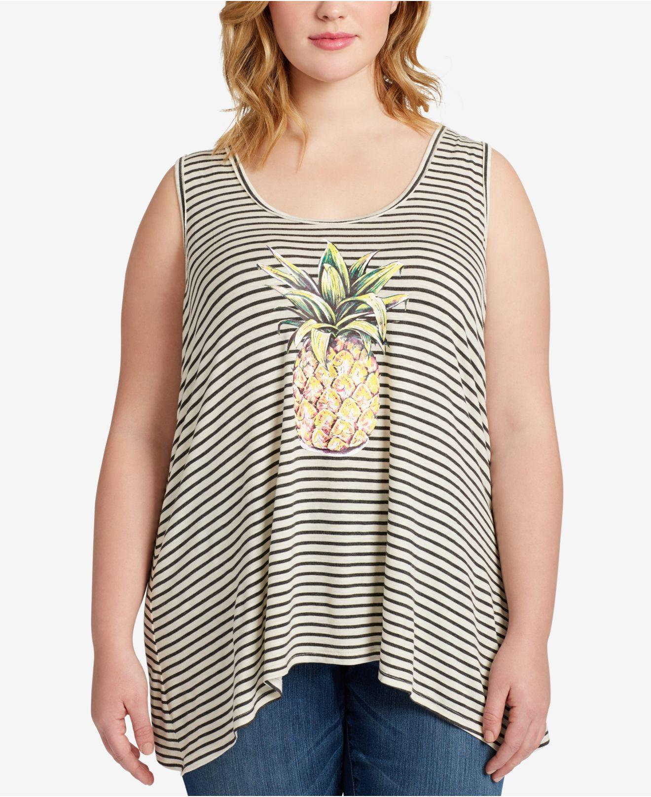 Lyst Jessica Simpson Trendy Plus Size Pineapple Graphic Tank Top in Black