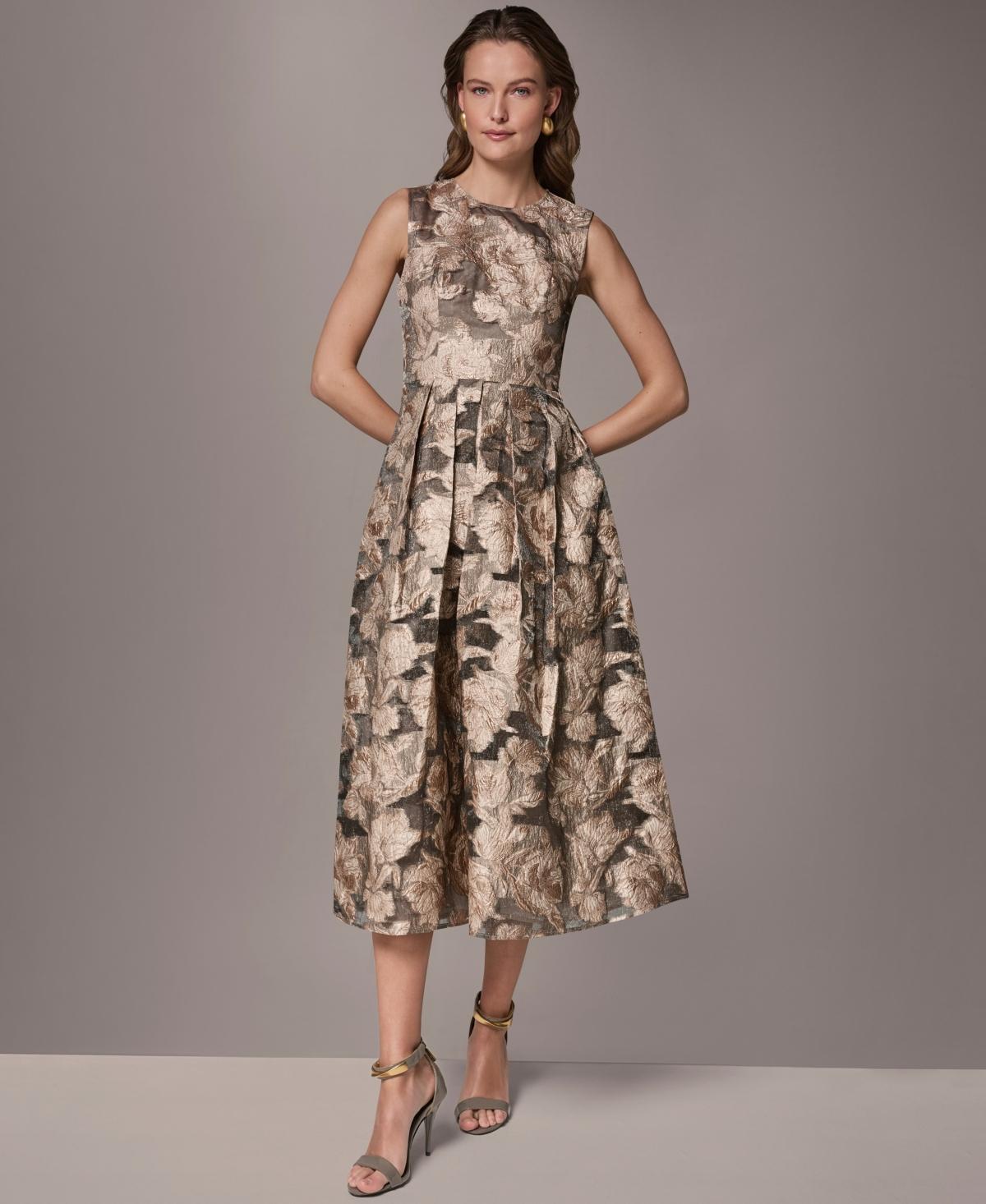 green emerald velvet dress Floral Sleeveless Mock Neck Sheath Dress