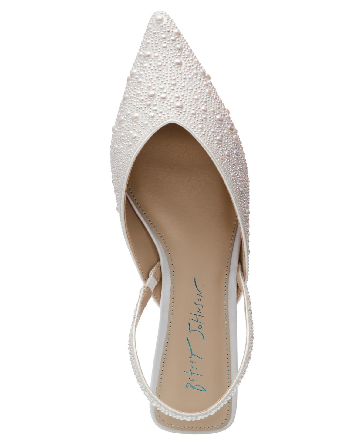 Betsey Johnson Vance Rhinestone Slingback Evening Flats in White