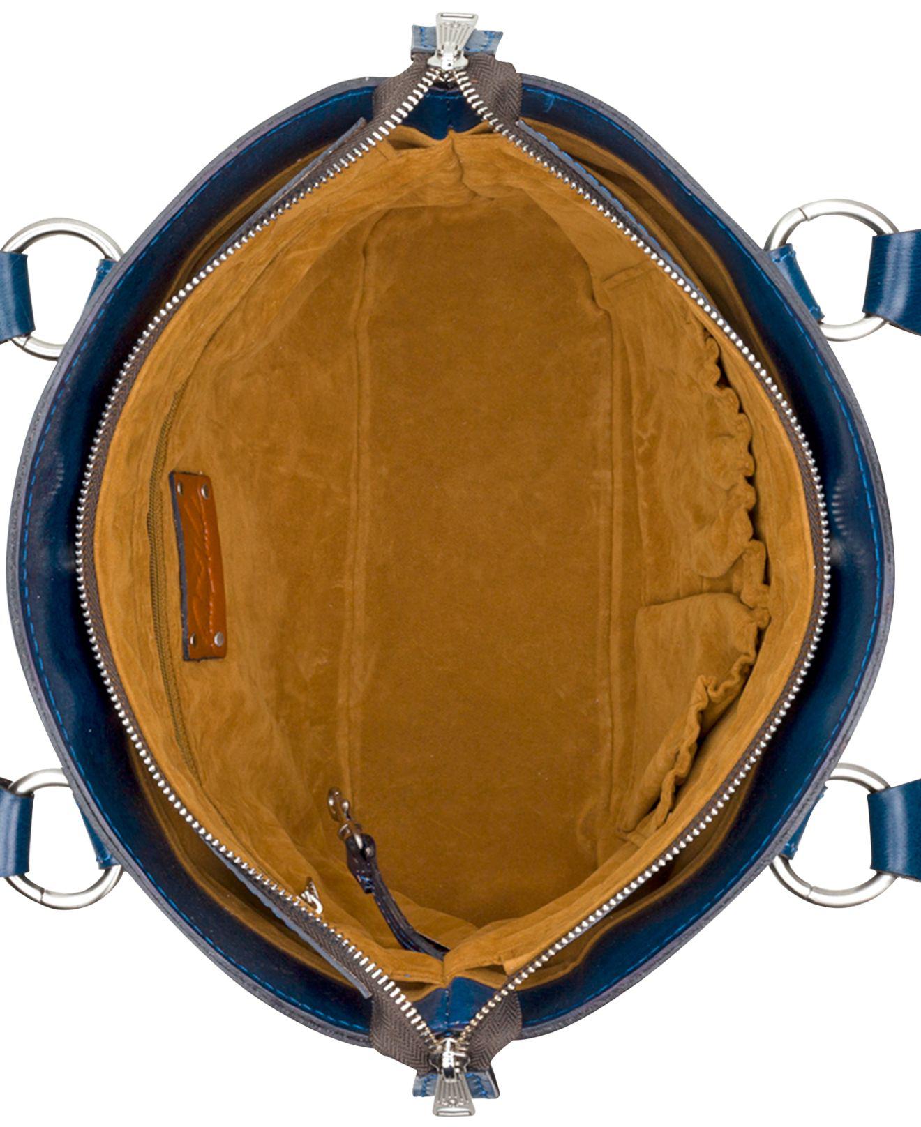 Patricia Nash Leather Burnished Tooled Zorita Satchel in Indigo (Blue