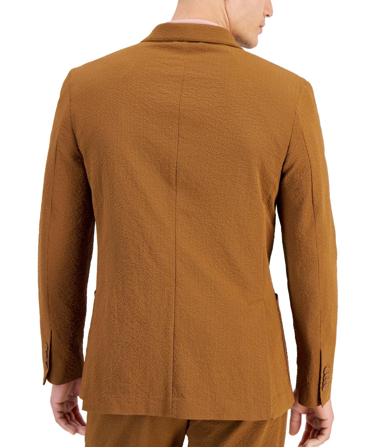 Alfani Classic-fit Textured Seersucker Suit Jacket in Brown for