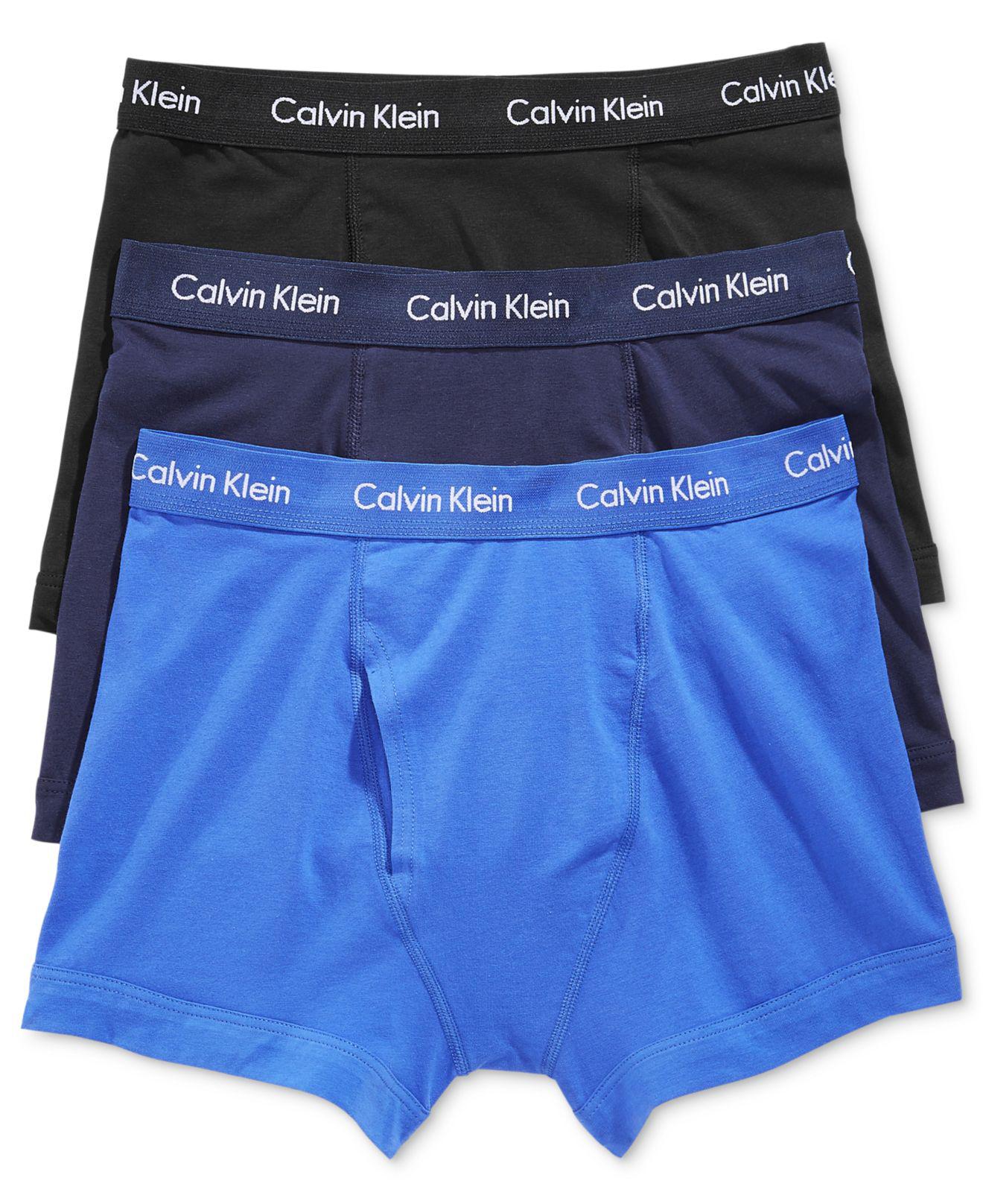 Calvin Klein Cotton Stretch Trunks 3-pack Nu2665 in Blue for Men | Lyst
