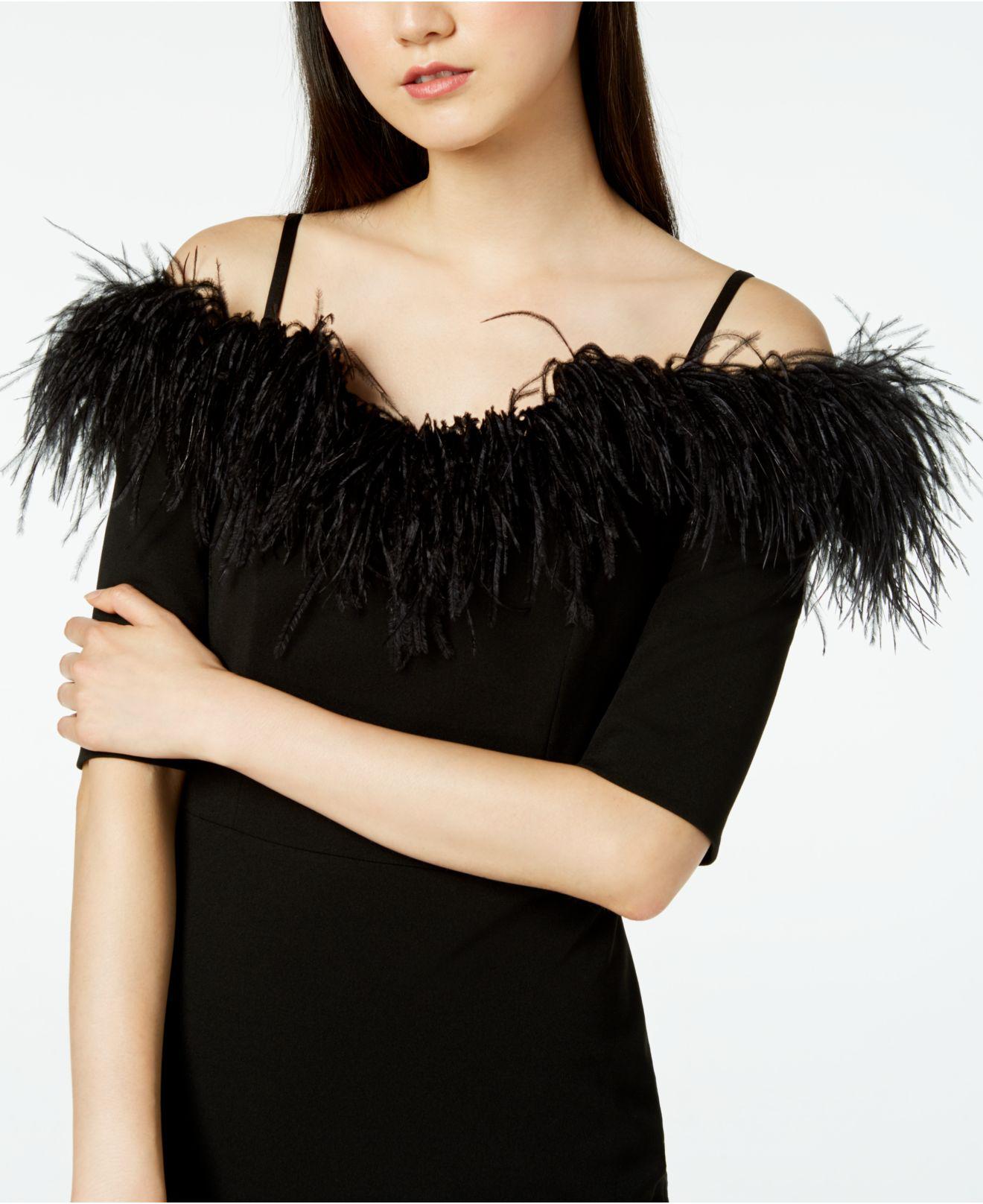 calvin klein dress with feathers
