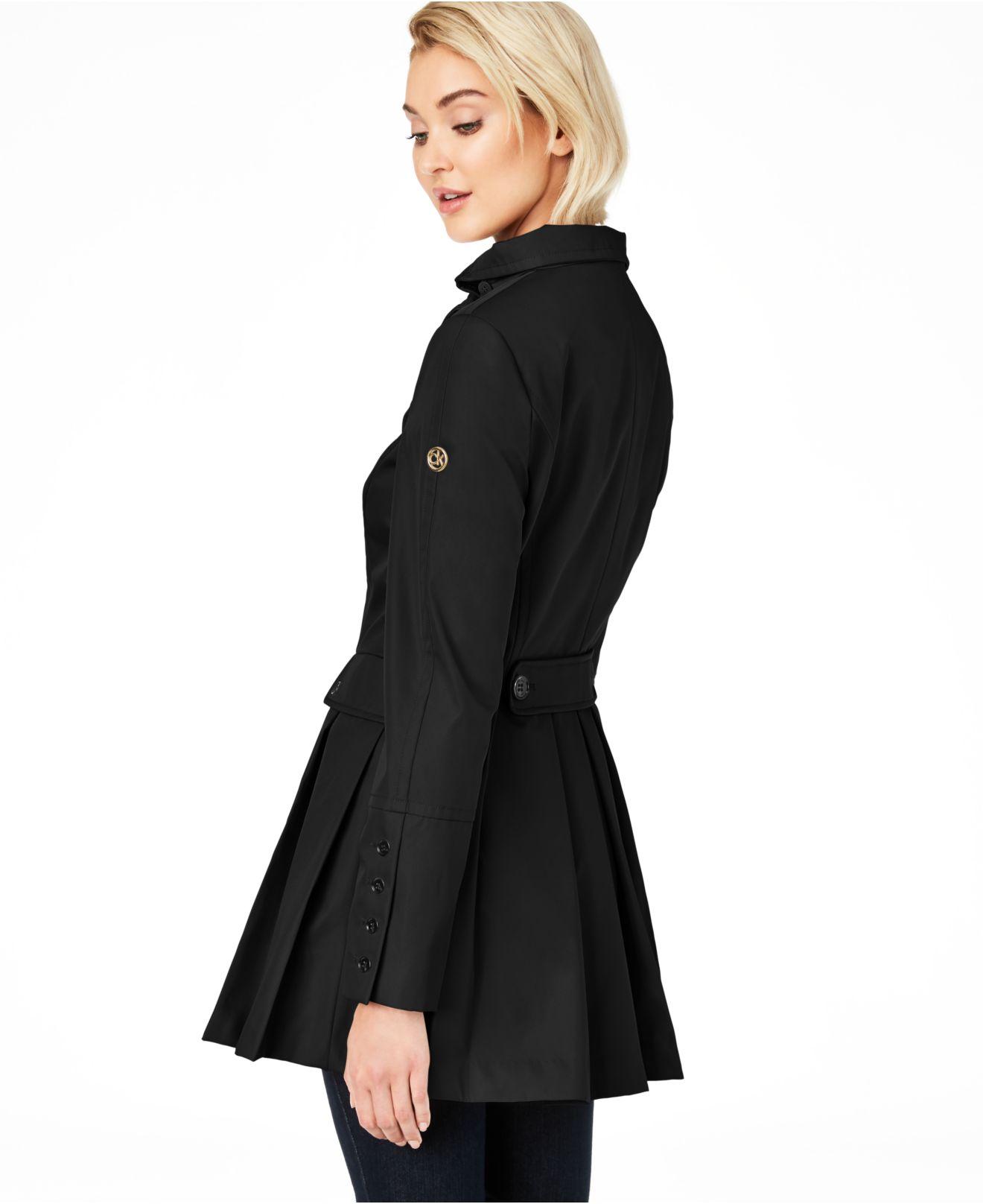 Calvin Klein Synthetic Water Resistant Hooded Double-breasted Skirted  Raincoat in Black - Lyst