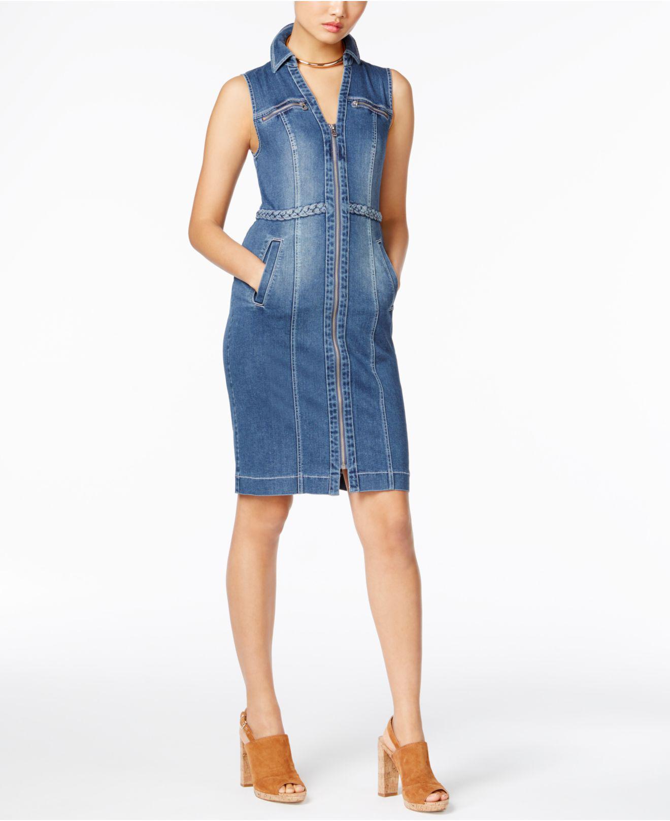 macy's petite denim dresses