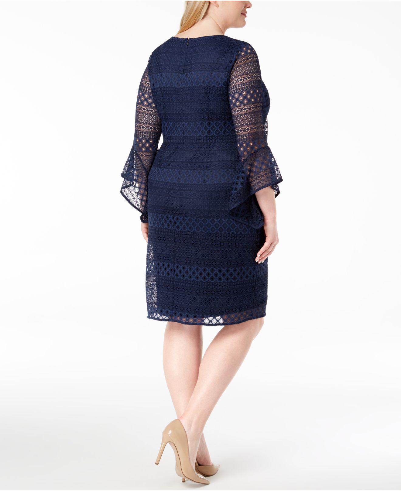 macy's navy blue plus size dress