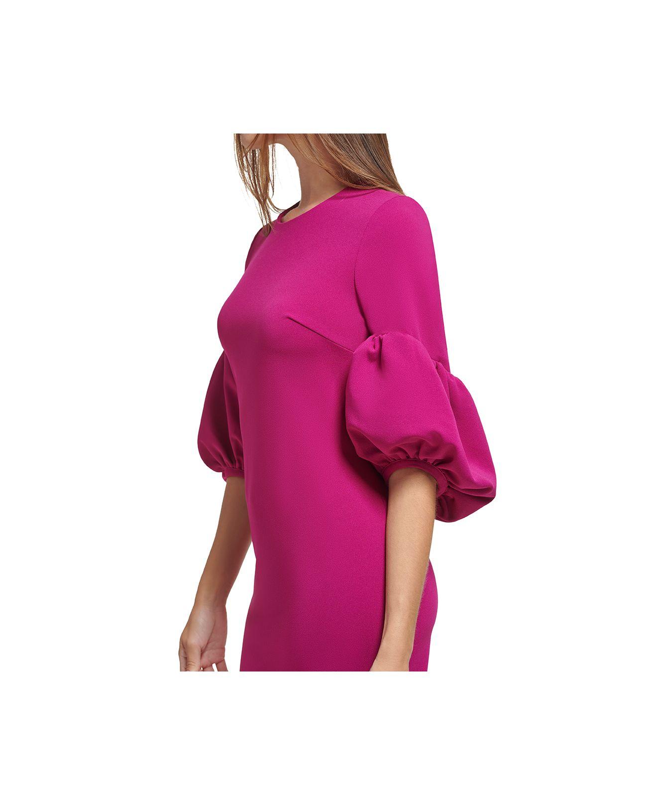 Calvin Klein Puff-sleeve Sheath Dress in Pink | Lyst