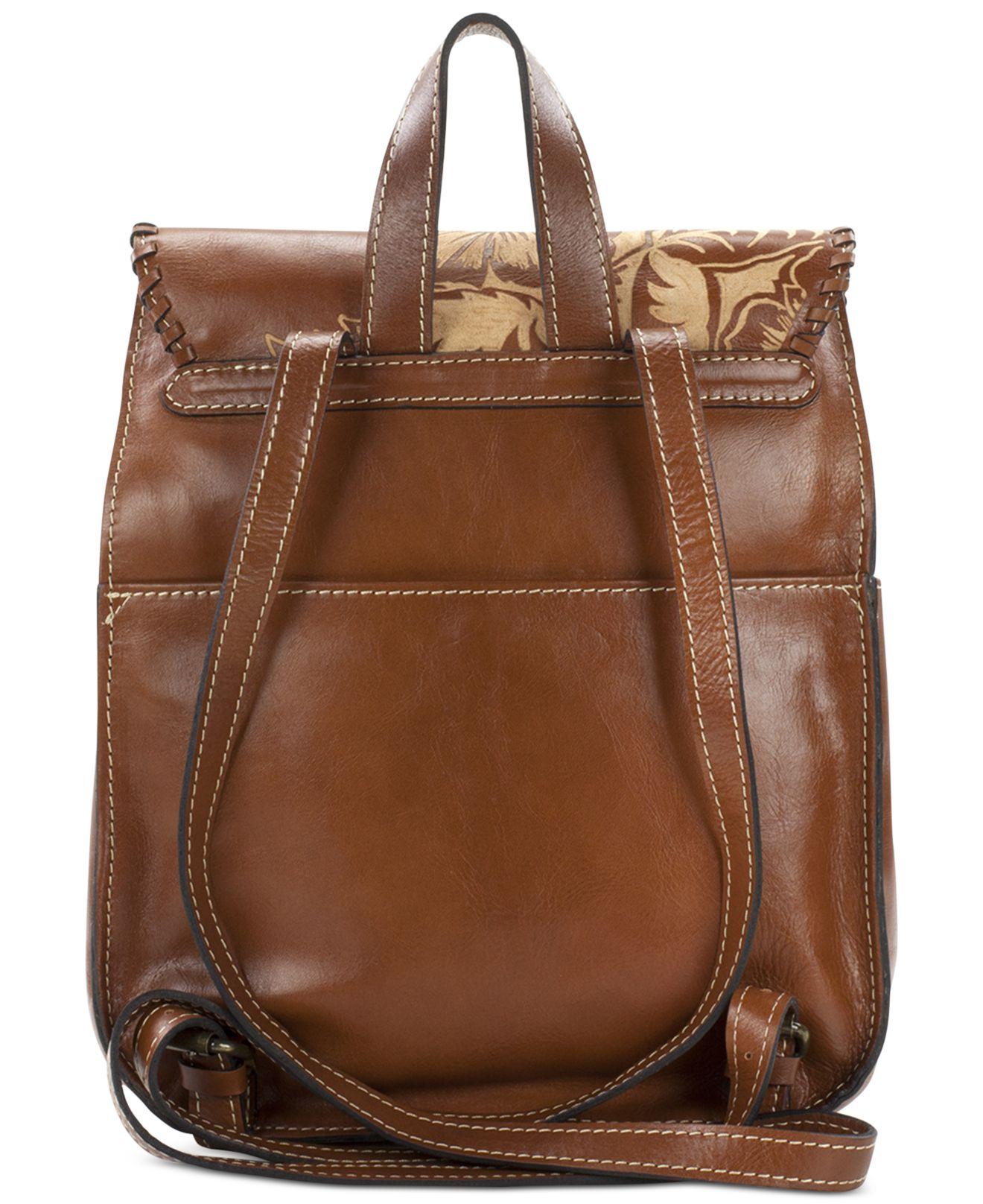 Patricia Nash Leather Cuban Carved Jovanna Small Backpack in Tan (Brown