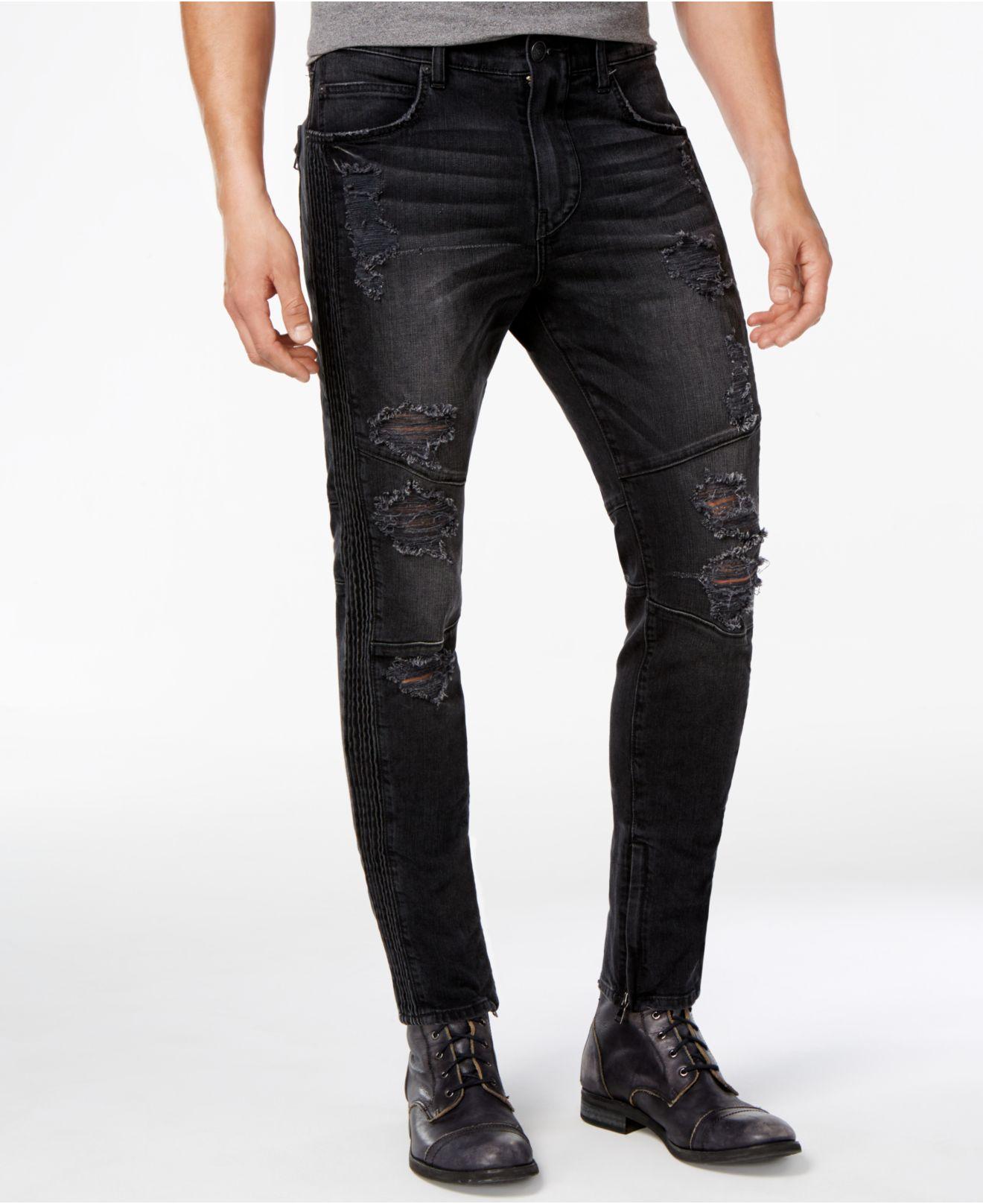 Lyst - True Religion Men's Ankle-zip Ripped Skinny Jeans in Black for Men