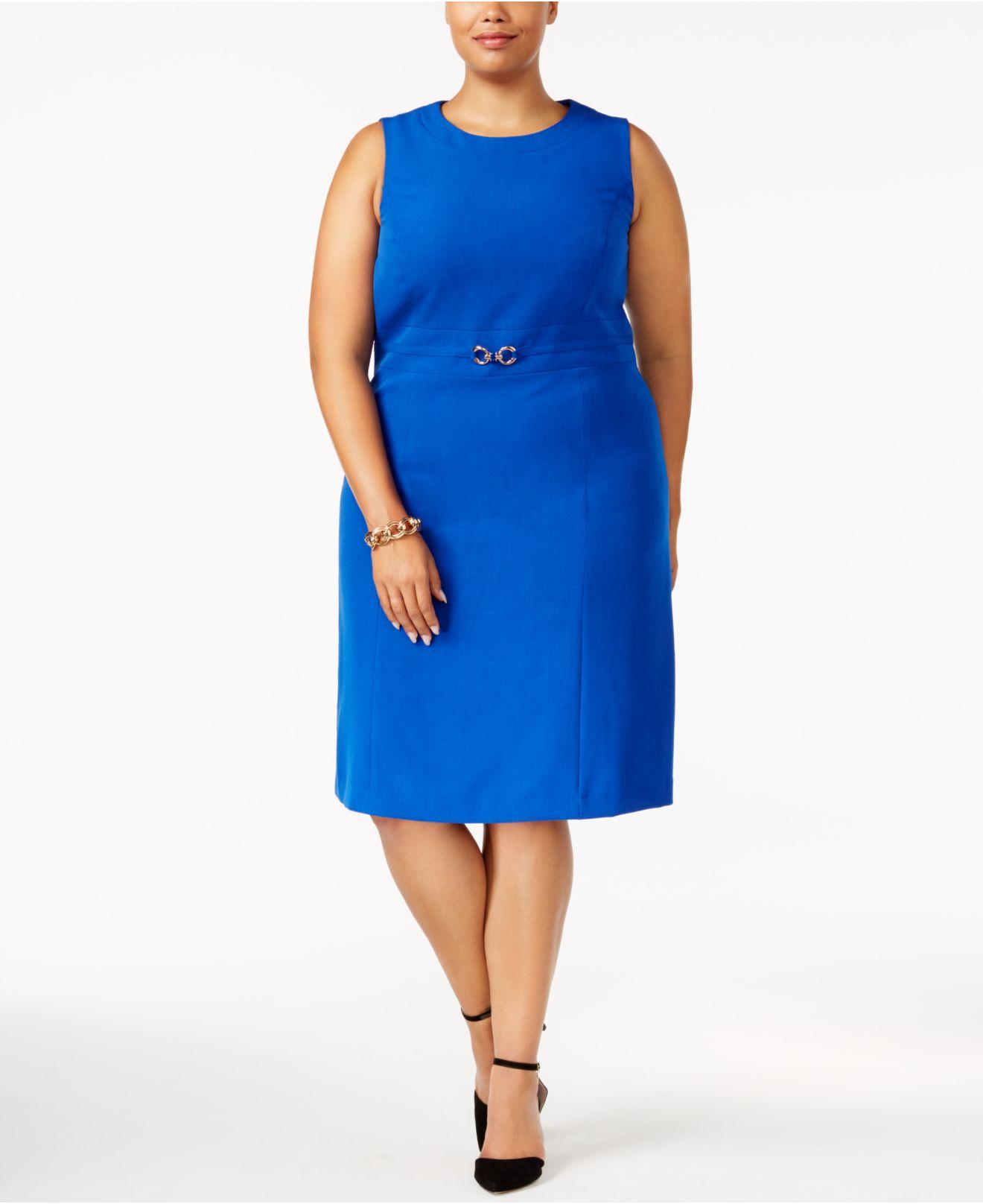 Lyst Kasper Plus Size Embellished Sheath Dress in Blue