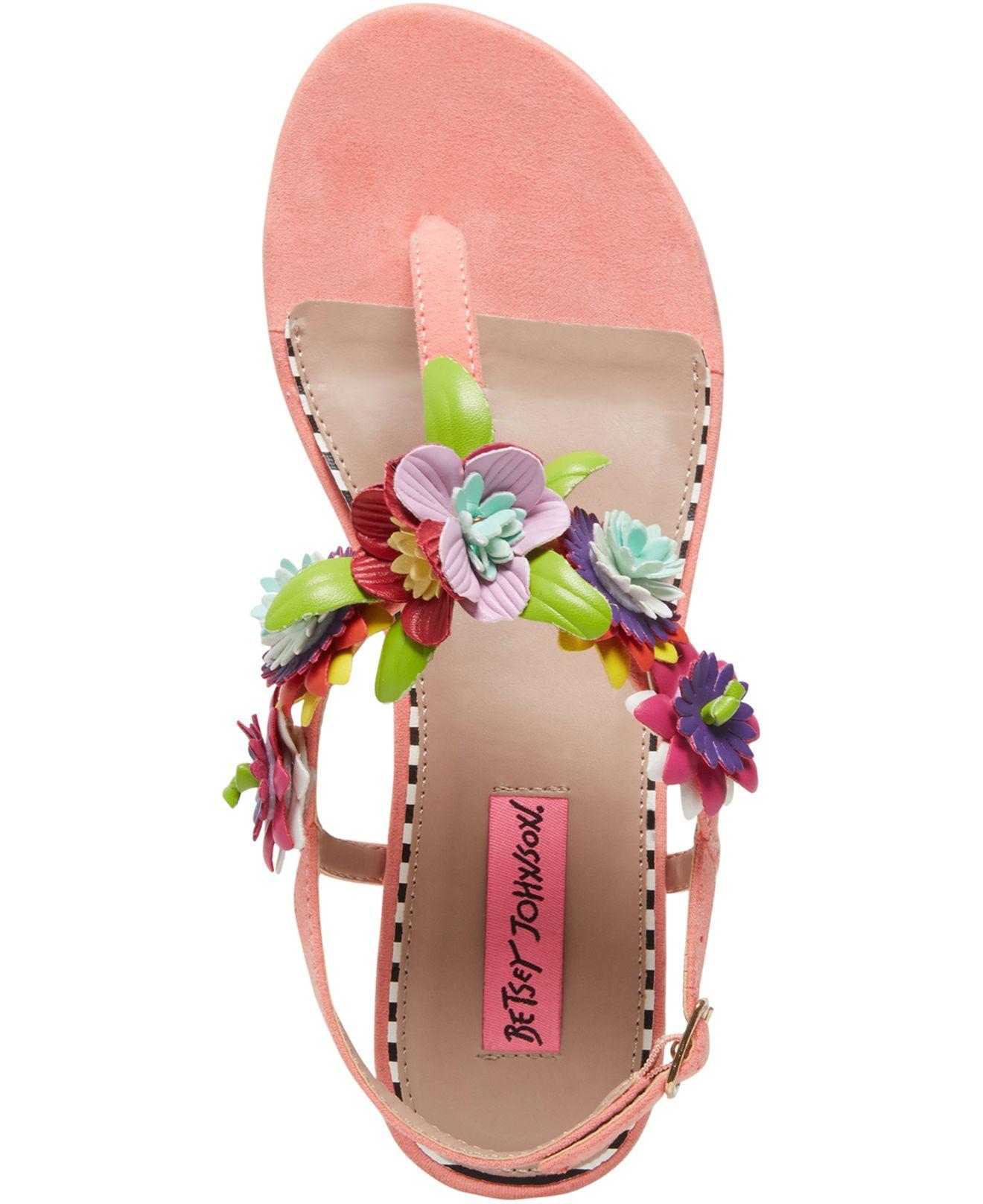 betsey johnson esmee floral flat sandals