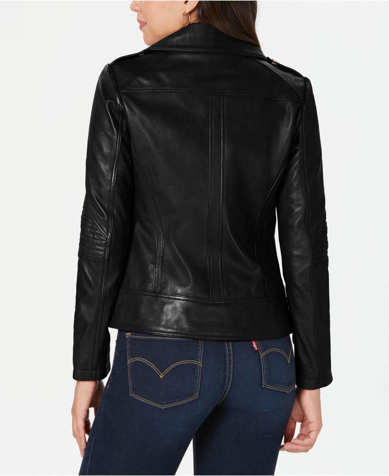 Guess Asymmetrical Leather Jacket in Black Lyst