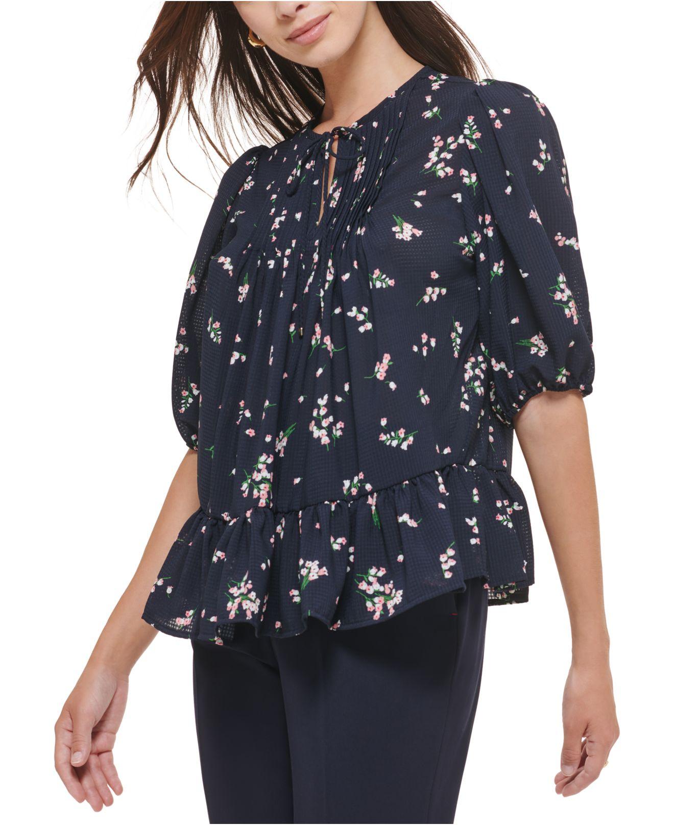 Thyoa blue floral print top