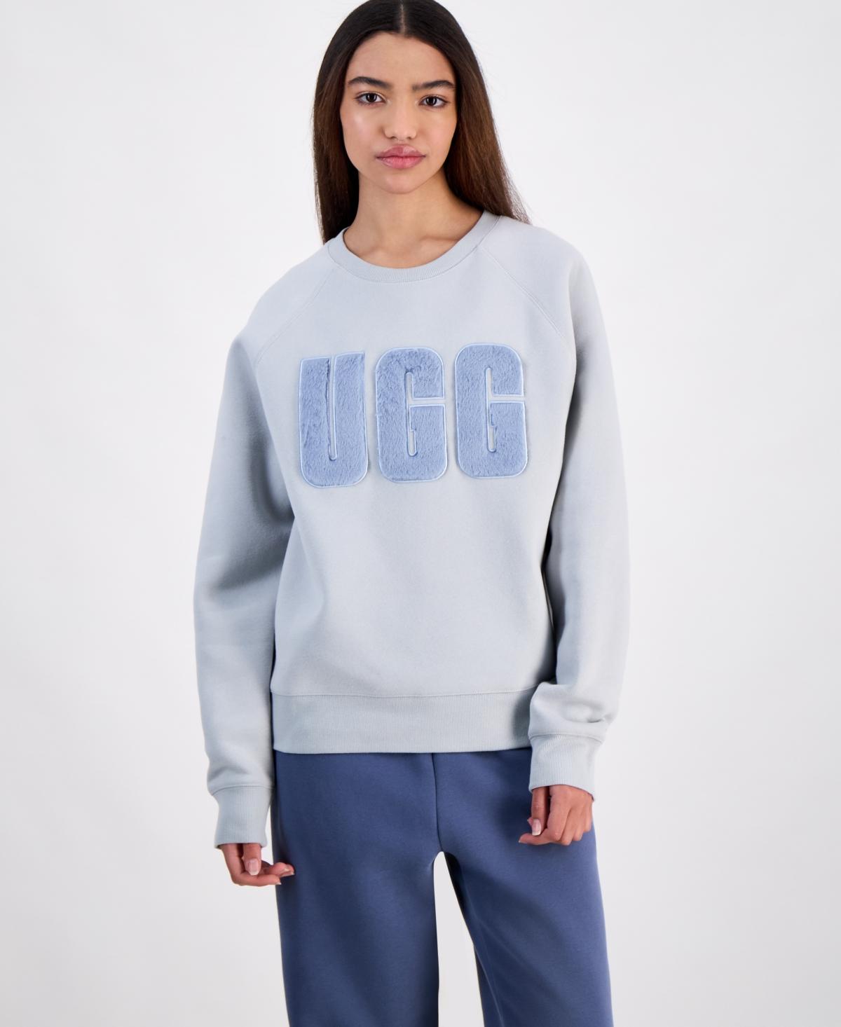 UGG The Madeline Fuzzy-logo Crewneck Sweatshirt in Blue | Lyst
