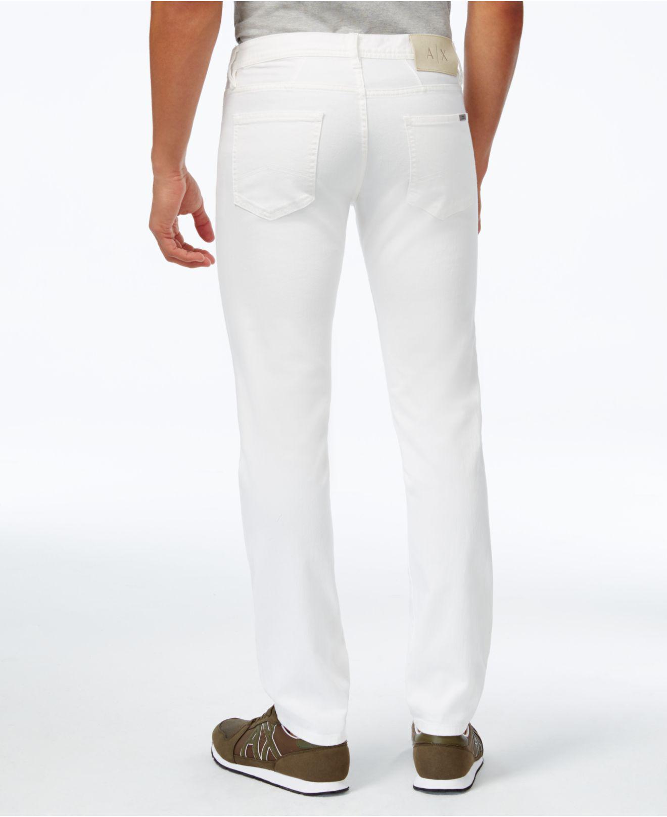 Armani Exchange Denim Men's Straightfit Ripped White Jeans for Men Lyst