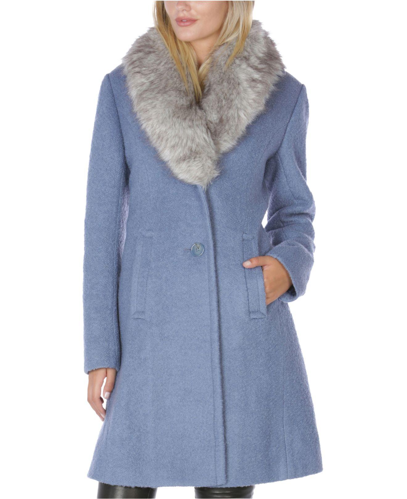 INC International Concepts Inc Faux-fur Collar Walker Coat, Created For  Macy's in Pale Blue (Blue) - Lyst