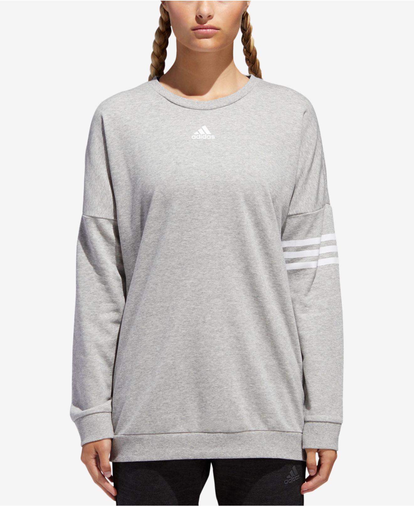 adidas Originals Cotton Relaxed Logo Sweatshirt in Gray - Lyst