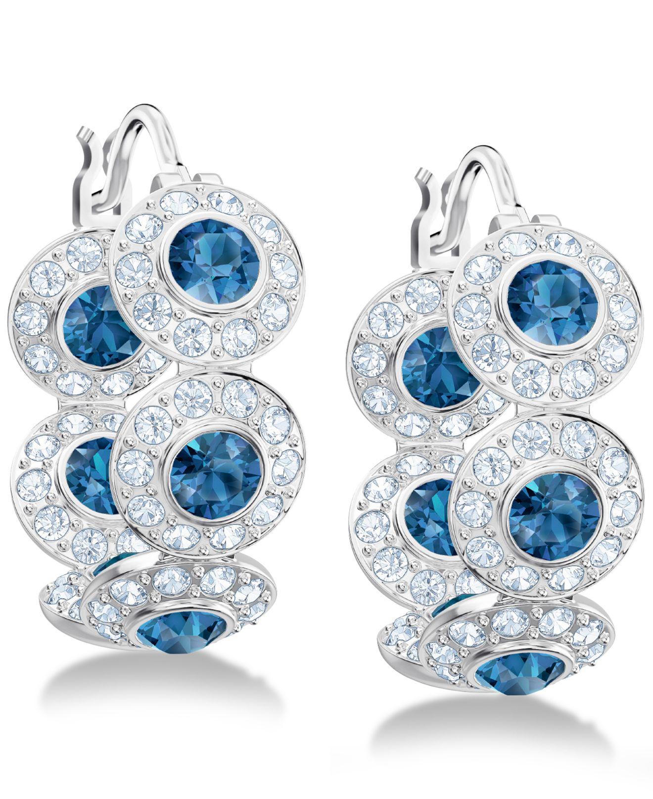 Swarovski Angelic Hoop Pierced Earrings in Blue | Lyst