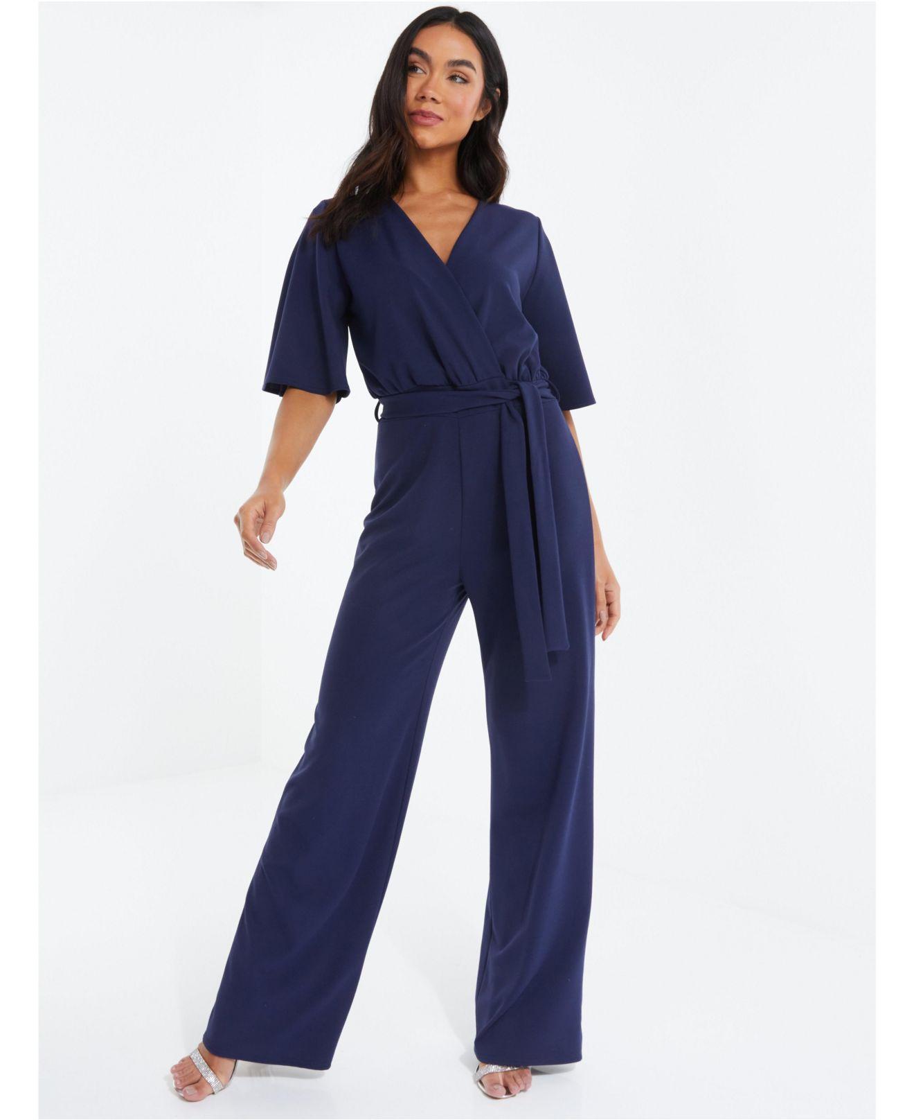 Quiz Tie Front Palazzo Jumpsuit in Blue Lyst