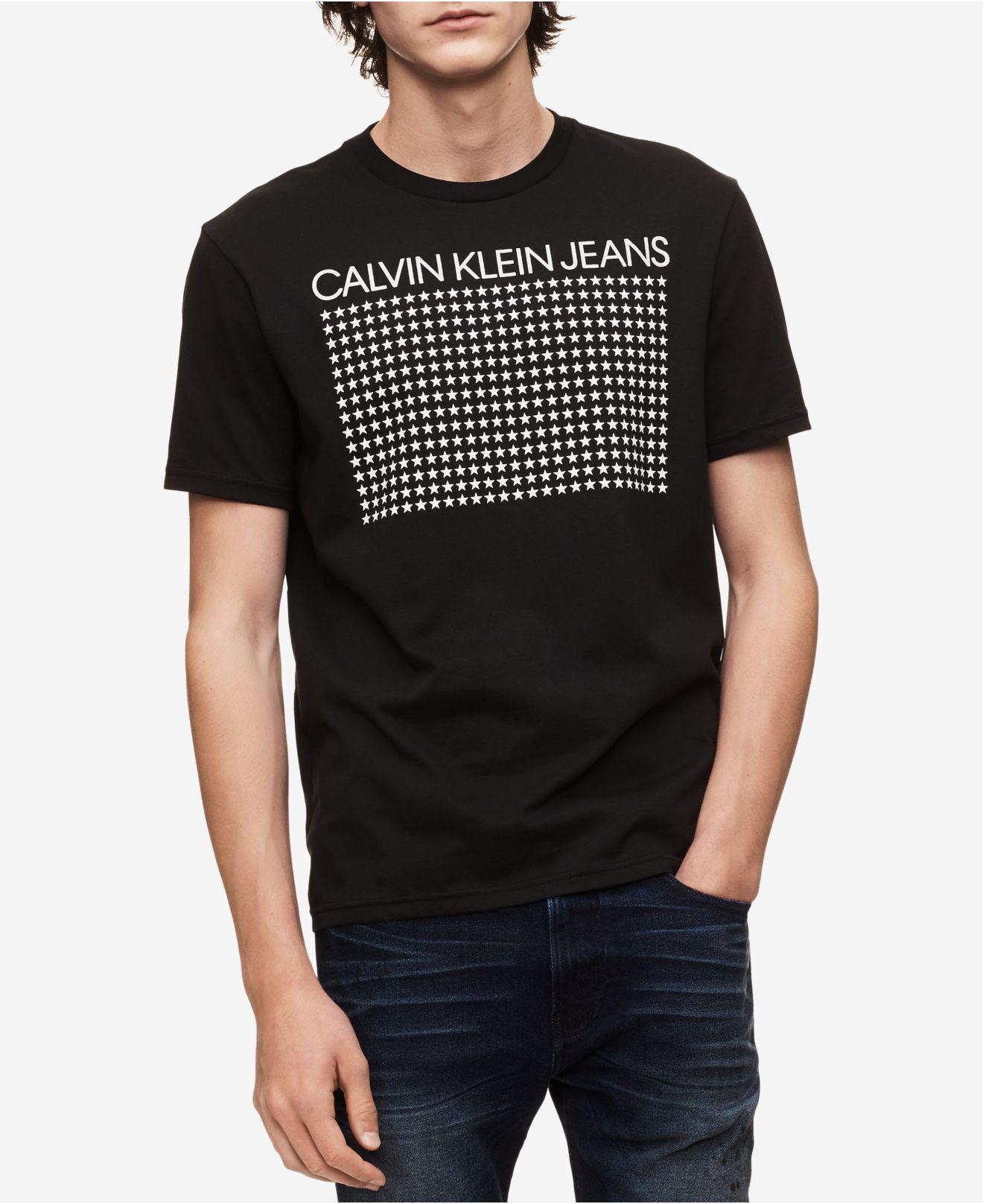 Calvin Klein Cotton Reflective Stars T-shirt in Black for Men - Lyst