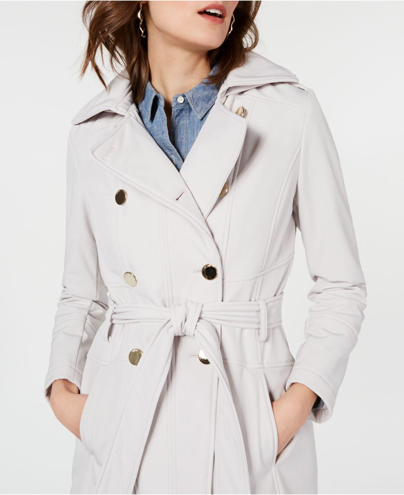 Guess Double-breasted Hooded Trench Coat - Lyst