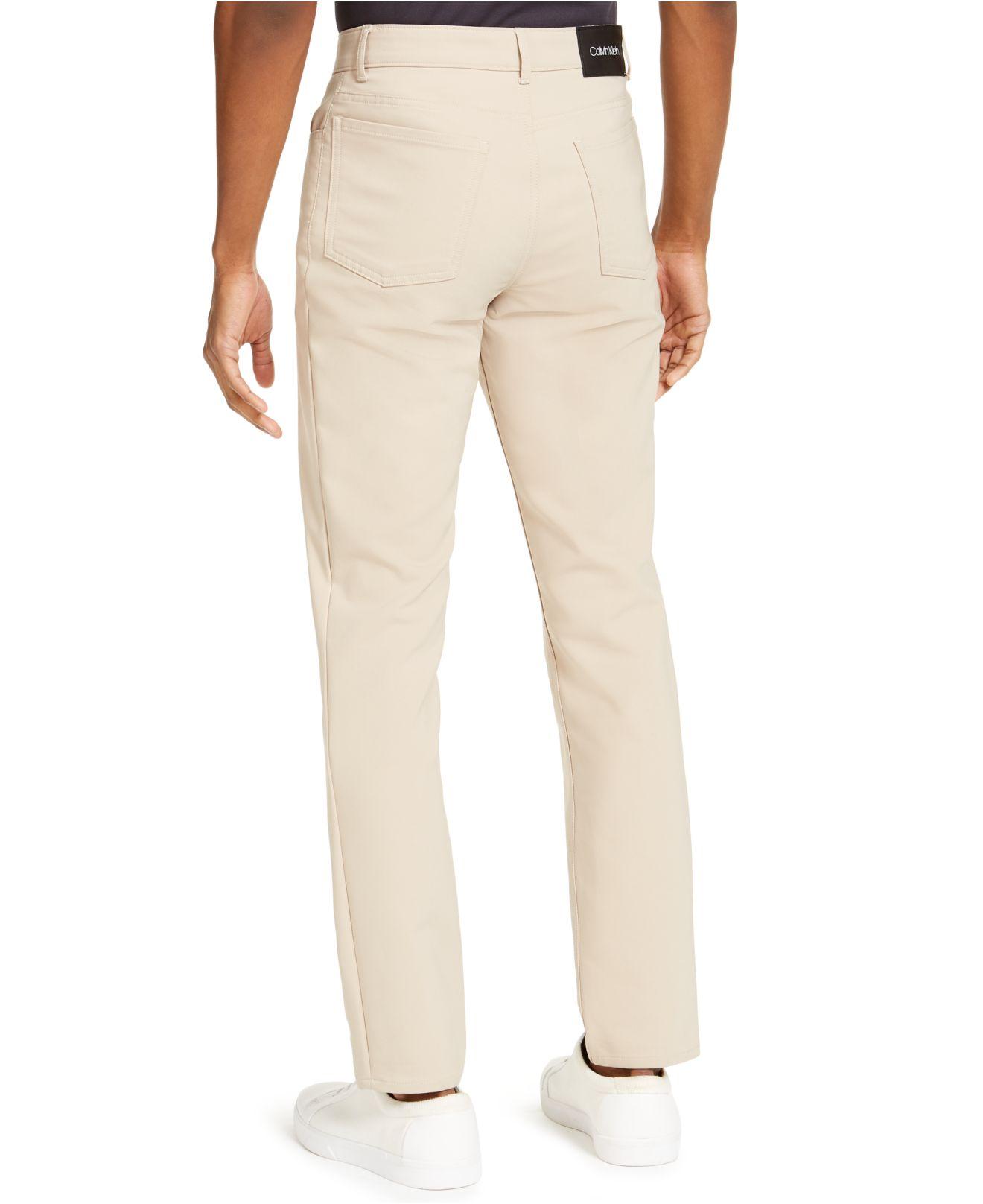 Calvin Klein Cotton Ck Move 365 Slim-fit Performance Stretch Pants in Natural for Men - Lyst