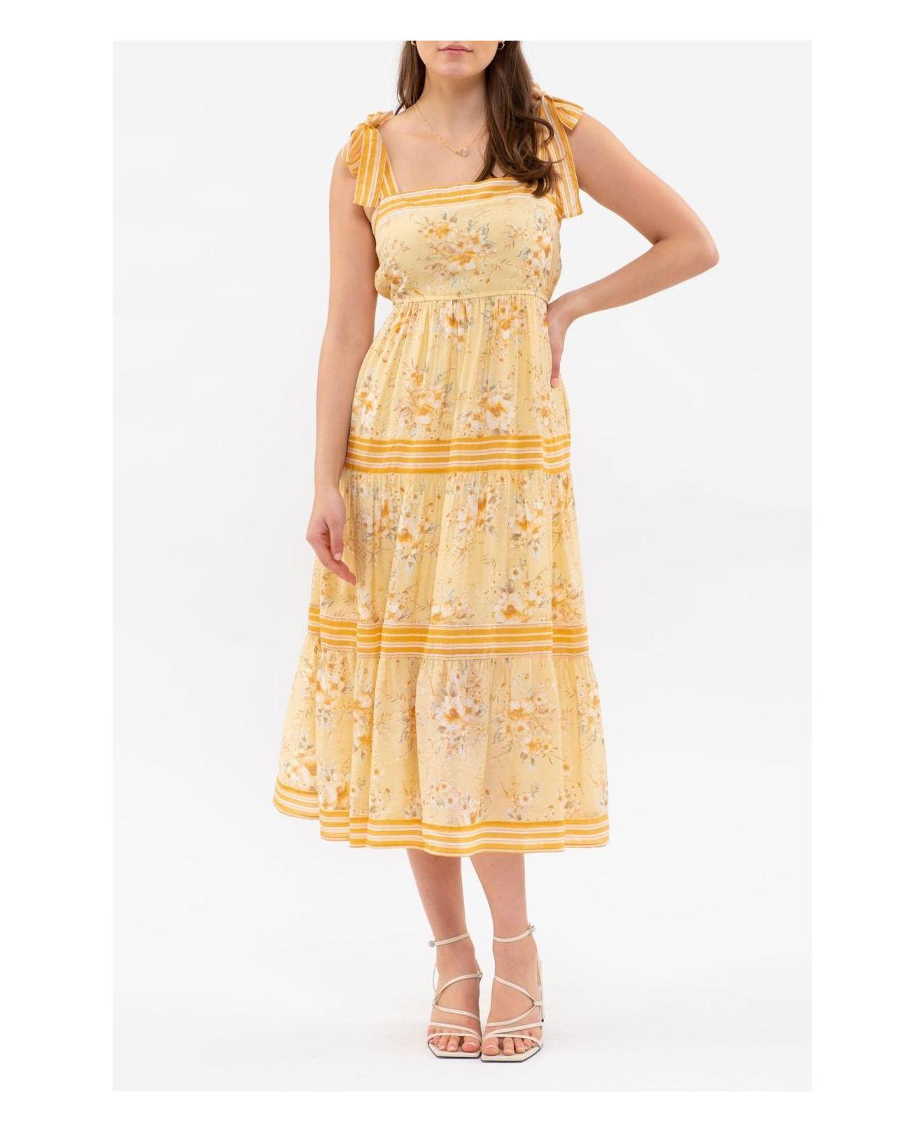 Blu Pepper Contrast Tie Shoulder Midi Dress in Yellow Lyst